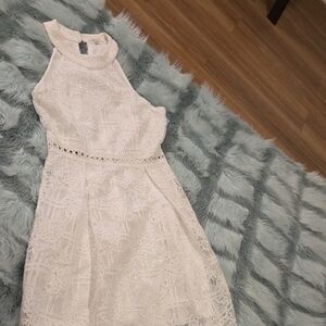 Francesca's Collections White Lace Midi Dress